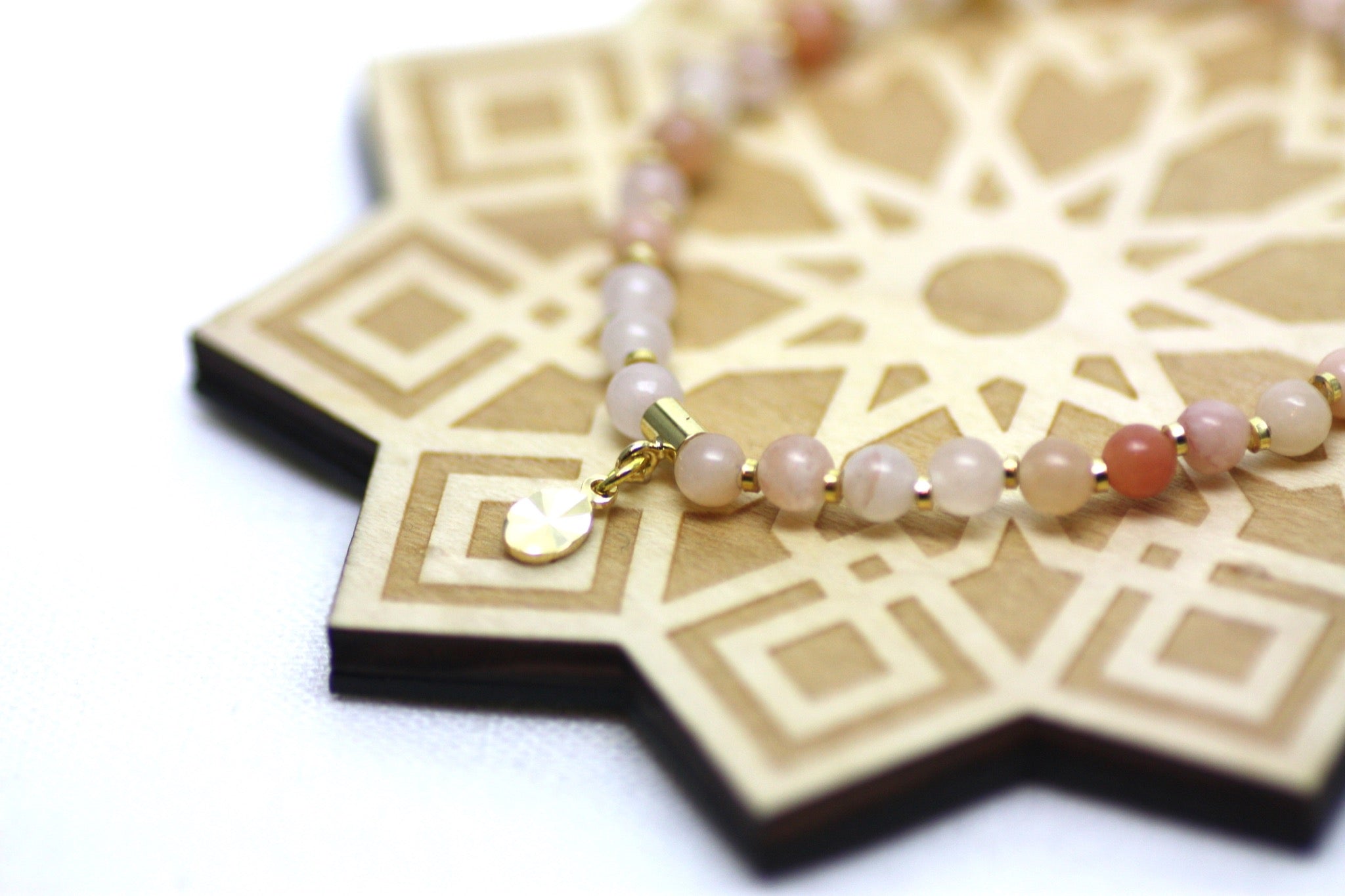 Pink Aventurine and Gold Wrist Tasbih