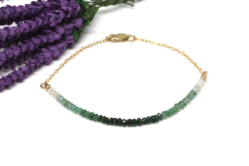 Emerald Ombré Gemstone Half Bar Bracelet