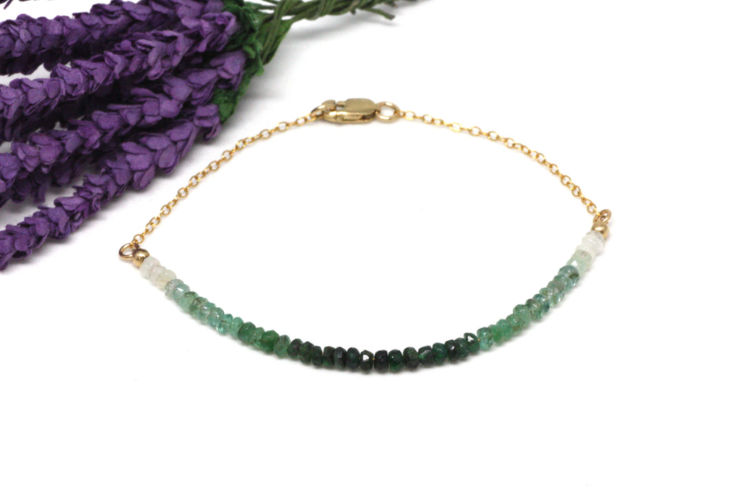 Emerald Ombré Gemstone Half Bar Bracelet