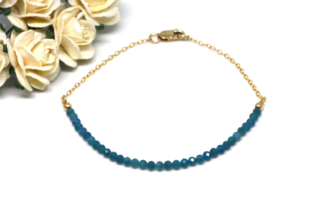 Blue Apatite Gemstone Half Bar Bracelet