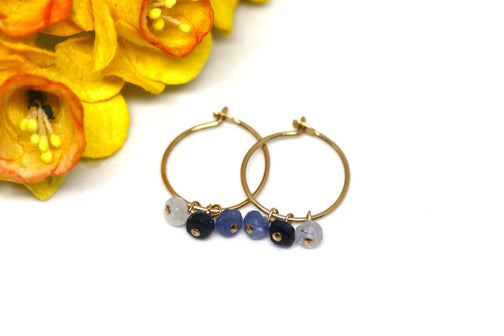 Sapphire Small Hoop Earrings in Gold