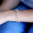 Soft Peach Pearl Bracelet in Wire Wrapped Gold