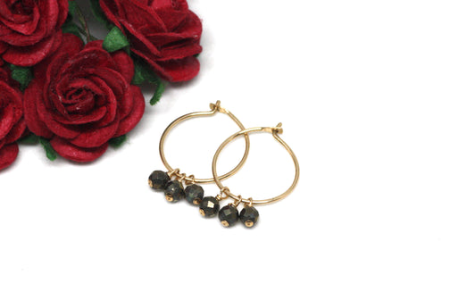 Pyrite Small Hoop Earrings in Gold