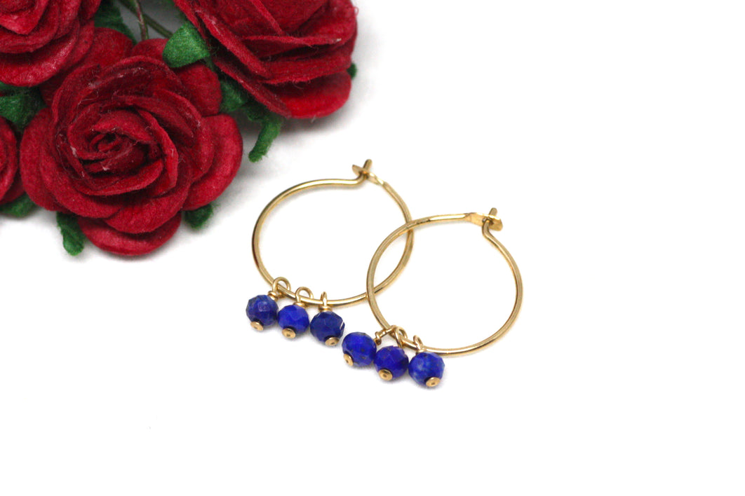 Lapis Lazuli Small Hoop Earrings in Gold
