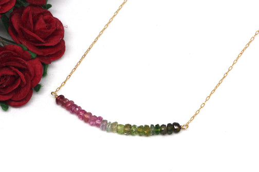 Watermelon Tourmaline Bar Necklace